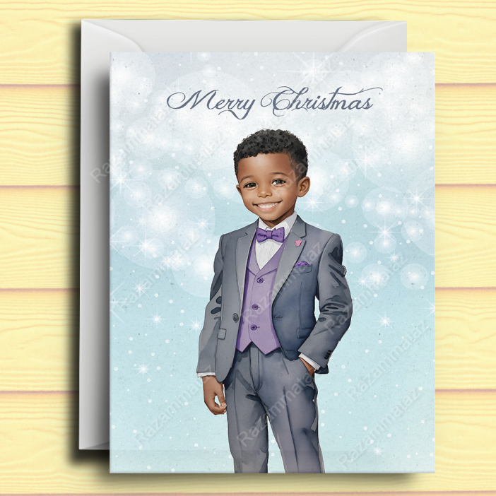 Black Boy M Christmas Card